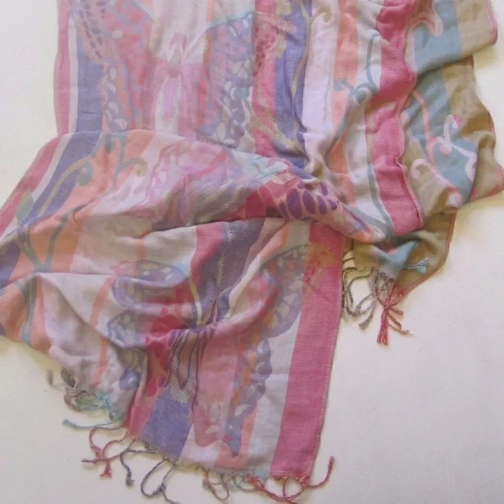 🌹Scarf Pashmina Striped Butterfly Rayon